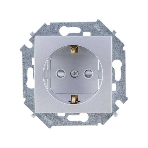 Розетка Simon 15 16А 250В 2P+E с заземл. Schuko защ. шторки винтов. клеммы механизм алюм. Simon 1591