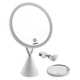 Зеркало M282-DL C01 с LED подсветкой 1x/съемн. 5x увеличение дневной свет 5Вт 4хLR03/USB бел. Cameli