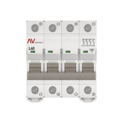 Выключатель автоматический модульный 4п L 40А 10кА AV-10 DC AVERES EKF mcb10-DC-4-40L-av