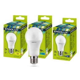 Лампа светодиодная LED-A60-17W-E27-6K 17Вт грушевидная 6500К холод. бел. E27 180-240В ЛОН Ergolux 13