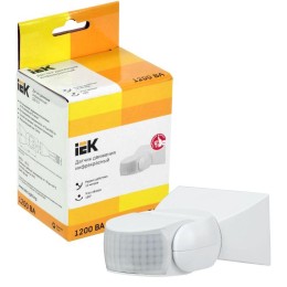 Датчик движения ДД 013 1200Вт угол обз. 180град. 12м IP65 бел. IEK LDD10-013-1100-001