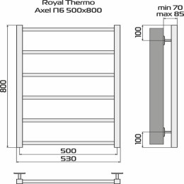 Полотенцесушитель Axel П6 500х800 электро встроен. диммер Royal Thermo НС-1433984