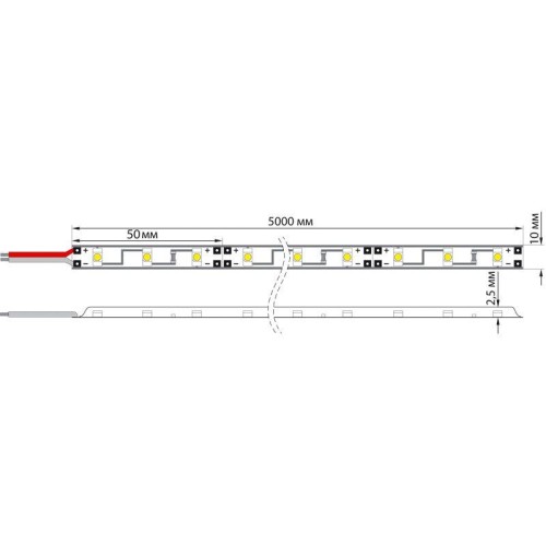 Лента светодиодная SMD3528 син. 4.8Вт/м 60LED/м 12В IP23 (уп.5м) Lamper 141-333