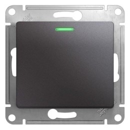 Переключатель проходной 1-кл. СП Glossa 10А IP20 (сх. 6а) 10AX с подсветкой механизм графит SE GSL00