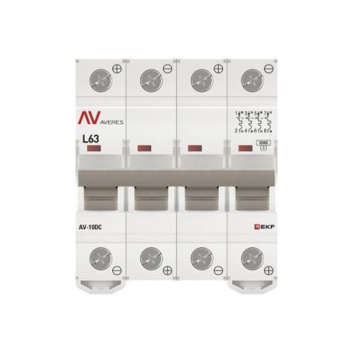 Выключатель автоматический модульный 4п L 63А 10кА AV-10 DC AVERES EKF mcb10-DC-4-63L-av