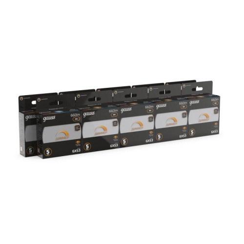 Лампа светодиодная Black 8Вт таблетка 3000К тепл. бел. GX53 660лм диммир. GAUSS 108408108-D