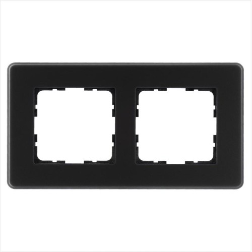 Рамка 2-м G-Glass закругленная стекло матов. черн. Jasmart G1002GB-RM