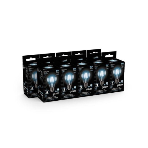 Лампа светодиодная филаментная Black Filament 6Вт A60 грушевидная 4100К нейтр. бел. E27 630лм GAUSS