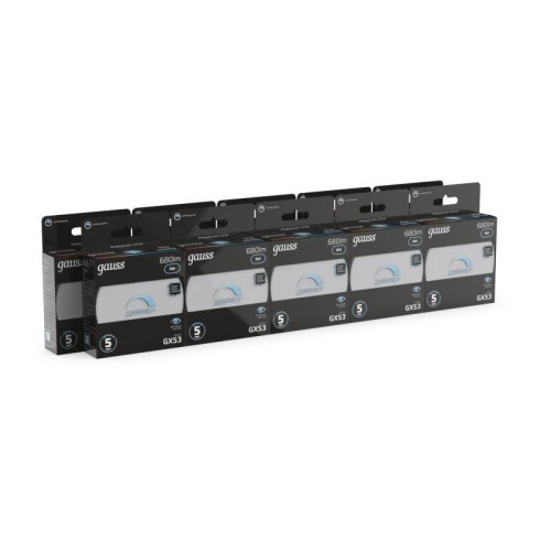 Лампа светодиодная Black 8Вт таблетка 4100К нейтр. бел. GX53 680лм диммир. GAUSS 108408208-D