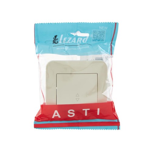 Переключатель проходной 1-кл. 1п СП ASTI 10А IP20 в сборе крем. LEZARD 7081-0303-105