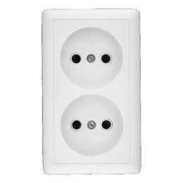 Розетка 2-м ОП Хит 16А IP20 250В без заземл. без защ. шторок бел. SE RA16-237-B