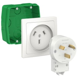 Комплект силовой СП Blanca 32А 250В (монтажная коробка + розетка + вилка) бел. SE BLNSK013231