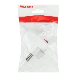 Вилка Евро угловая 16А с заземл. с кнопкой бел. Rexant 16-0730