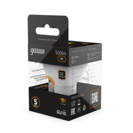 Лампа светодиодная Black 5Вт MR16 софит 3000К тепл. бел. GU10 500лм диммир. GAUSS 101506105-D