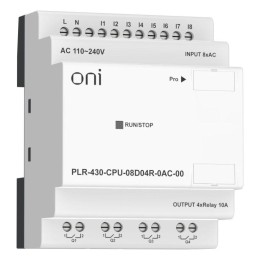 Модуль ЦПУ ПЛК 430 8 DI 4 RO 220В AC без экрана ONI PLR-430-CPU-08D04R-0AC-00