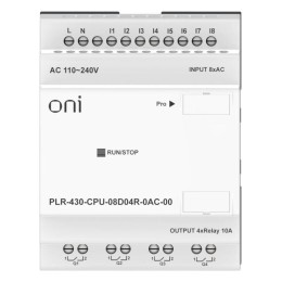 Модуль ЦПУ ПЛК 430 8 DI 4 RO 220В AC без экрана ONI PLR-430-CPU-08D04R-0AC-00