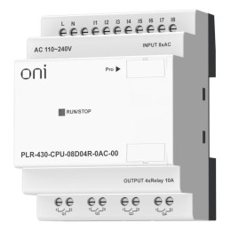 Модуль ЦПУ ПЛК 430 8 DI 4 RO 220В AC без экрана ONI PLR-430-CPU-08D04R-0AC-00