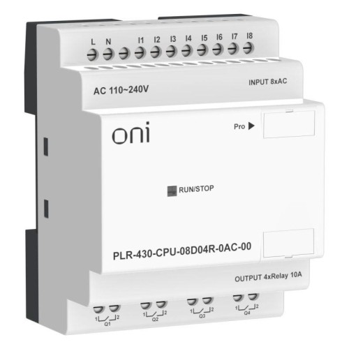 Модуль ЦПУ ПЛК 430 8 DI 4 RO 220В AC без экрана ONI PLR-430-CPU-08D04R-0AC-00