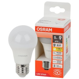 Лампа светодиодная LED Star 5Вт 2700К тепл. бел. E27 470лм A угол пучка 180град. 170-250В (замена 40