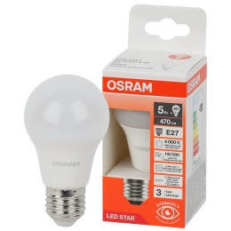 Лампа светодиодная LED Star 5Вт 4000К нейтр. бел. E27 470лм A угол пучка 180град. 170-250В (замена 4