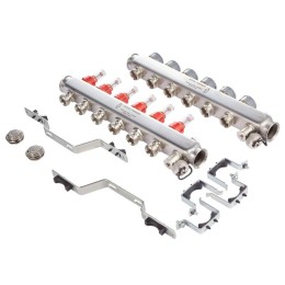 Коллектор в сборе с расходомерами 1дюйм ВР-3/4дюйм НР 11 выходов RTE 52.111 нерж. Royal Thermo НС-10