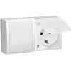 Розетка 2-м ОП Simon15 16А IP54 250В с заземл. Schuko защ. шторки с крышкой винт. клеммы бел. Simon