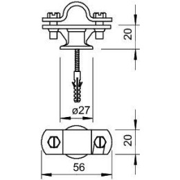Держатель для стержня Rd16 с винтом и дюбелем 113 B-Z-HD OBO 5412803