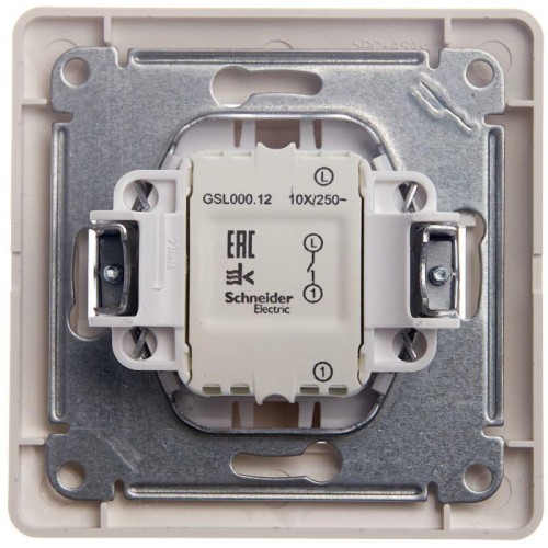 Выключатель 1-кл. СП Glossa 10А IP20 (сх. 1) 10AX в сборе молочн. SE GSL000912