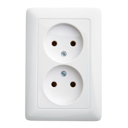 Розетка 2-м СП Хит 16А IP21 250В без заземл. без защ. шторок бел. SE RS16-235-B