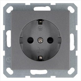 Розетка 1-м Shuko 16А IP20 с заземл. защ. шторки механизм алюм. Jasmart G5501S