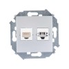 Розетка компьютерная + телефонная 2-м СП Simon 15 RJ45 + RJ11 кат.5E Systimax механизм алюм. Simon 1
