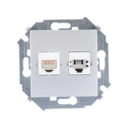 Розетка компьютерная + телефонная 2-м СП Simon 15 RJ45 + RJ11 кат.5E Systimax механизм алюм. Simon 1