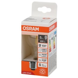 Лампа светодиодная филаментная LSCLA60 5W/840 230VFILCL 5Вт 4000К нейтр. бел. E27 600лм A угол пучка