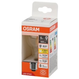 Лампа светодиодная филаментная LSCLA60 5W/827 230VFILCL 5Вт 2700К тепл. бел. E27 600лм A угол пучка