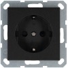 Розетка 1-м Shuko 16А IP20 с заземл. защ. шторки механизм антрацит Jasmart G5501B