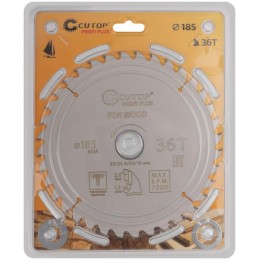 Диск пильный по дереву с тефлоновым покрытием 36Т Profi plus 185х1.3/2.0х30/25.4/20/16мм Cutop 75-18