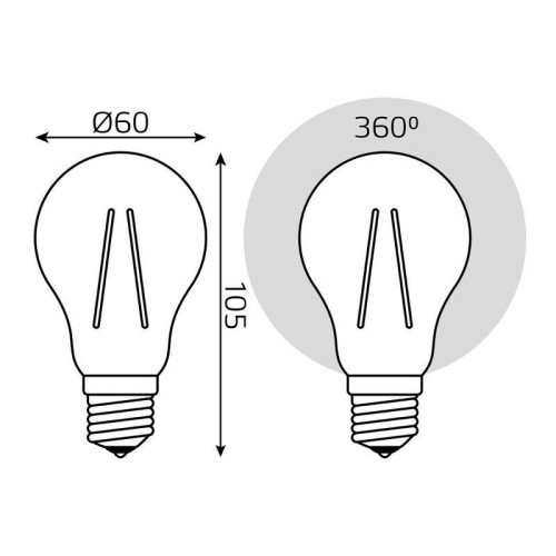 Лампа светодиодная филаментная Filament Elementary А60 11Вт 4100К Е27 930лм GAUSS 22221