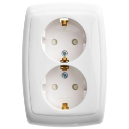 Розетка 2-м СП Рондо 16А IP20 250В без заземл. защ. шторки бел. SchE RS16-225-BI