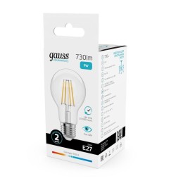 Лампа светодиодная филаментная Filament Elementary А60 9Вт 4100К Е27 730лм GAUSS 22229