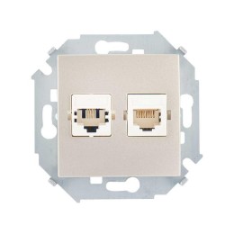Розетка компьютерная + телефонная 2-м СП Simon 15 RJ45 + RJ11 кат.5E Systimax механизм шампань Simon