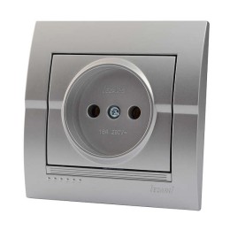 Розетка 1-м СП Deriy 16А IP20 без заземл. бакелит серебр. метал. LEZARD 702-2828-121B