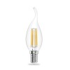 Лампа светодиодная филаментная Filament Elementary 12Вт свеча на ветру 4100К Е14 750лм GAUSS 42122