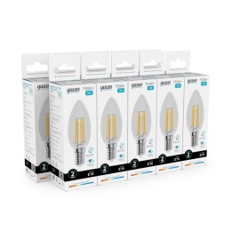 Лампа светодиодная филаментная Filament Elementary 12Вт свеча 4100К Е14 750лм GAUSS 32122