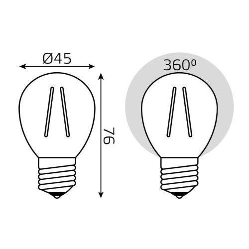Лампа светодиодная филаментная Filament Elementary 8Вт шар 4100К Е27 540лм GAUSS 52228