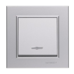 Переключатель 1-кл. СП Karea 10А IP20 серебр. с подсветкой Makel 56065025