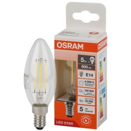 Лампа светодиодная филаментная LSCLB60 5W/840 230VFILCL 5Вт 4000К нейтр. бел. E14 600лм B угол пучка