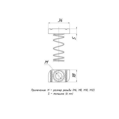 Гайка STRUT (канальная) М6 с длинной пружиной EKF stgdpM6
