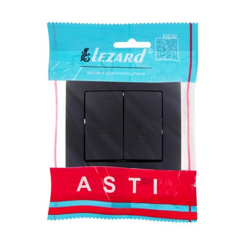 Переключатель проходной 2-кл.СП ASTI 10А IP20 в сборе черн. бархат LEZARD 7081-4242-106