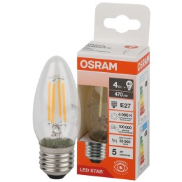 Лампа светодиодная филаментная LS CLB40 4W/840 230VFILCL RU 4Вт 4000К нейтр. бел. E27 470лм B угол п
