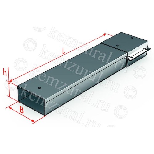 Короб прямой СП 100х50ц УТ1.5 (S=1.2мм) гор цинк КЭМЗ 381 100524 59